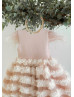 Blush Satin Tulle V Back Cupcake Flower Girl Dress Blush Satin Tulle V Back Cupcake Flower Girl Dress